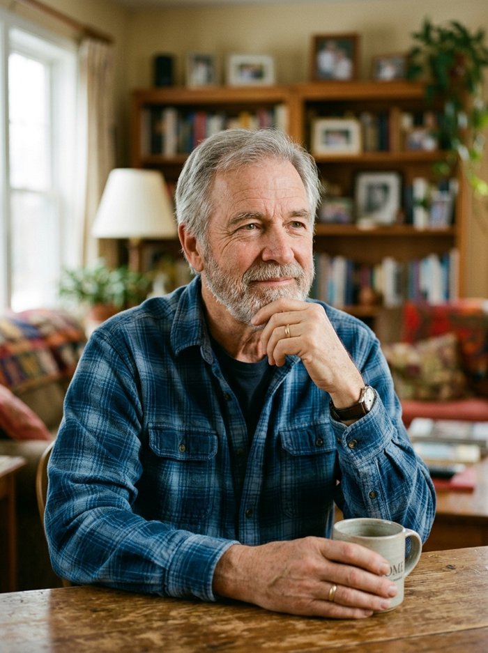 An older man looking thoughtful