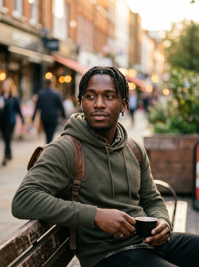 A young man looking reflective